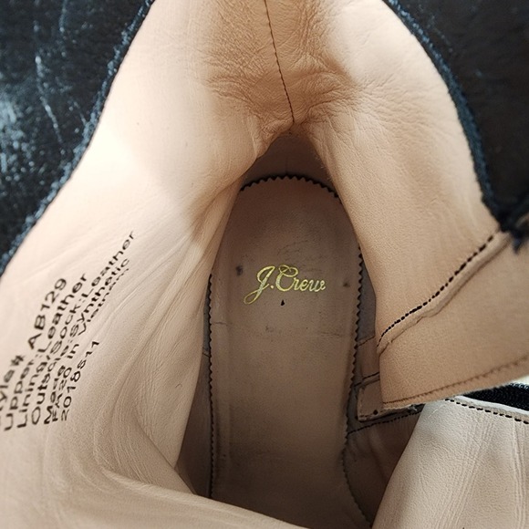 J. Crew Women's 9.5 Black Leather Pointed Toe Block Heel Ankle Boots Style AB129 - Picture 7 of 9